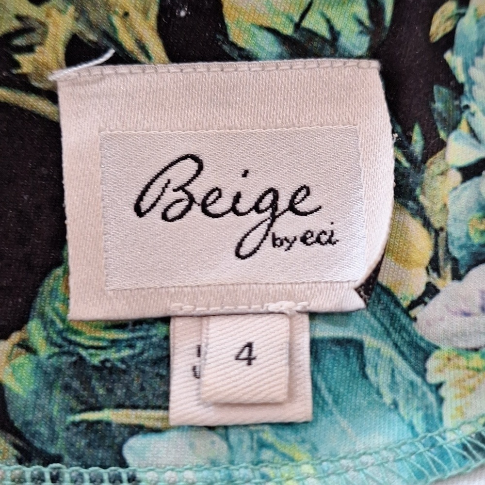 Beige by ECI Black Teal Tropical Multicolor Floral Maximalism Sheath Dress Sz. 4 - Picture 11 of 13